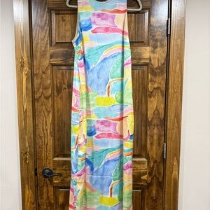 ASOS Multicolor Watercolor Print Maxi Dress